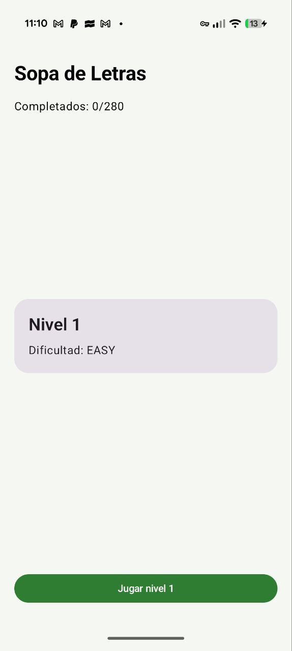 Sopa de Letras — pantalla de juego